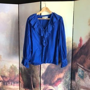 Royal blue silk blouse